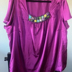 Apt. 9 Magenta Blouse with Jewel Accents